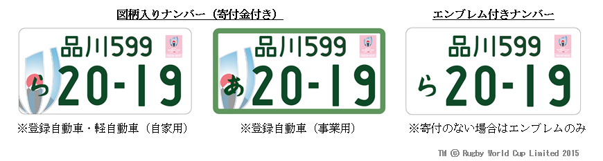 ラグビーワールドカップ特別仕様ナンバープレート