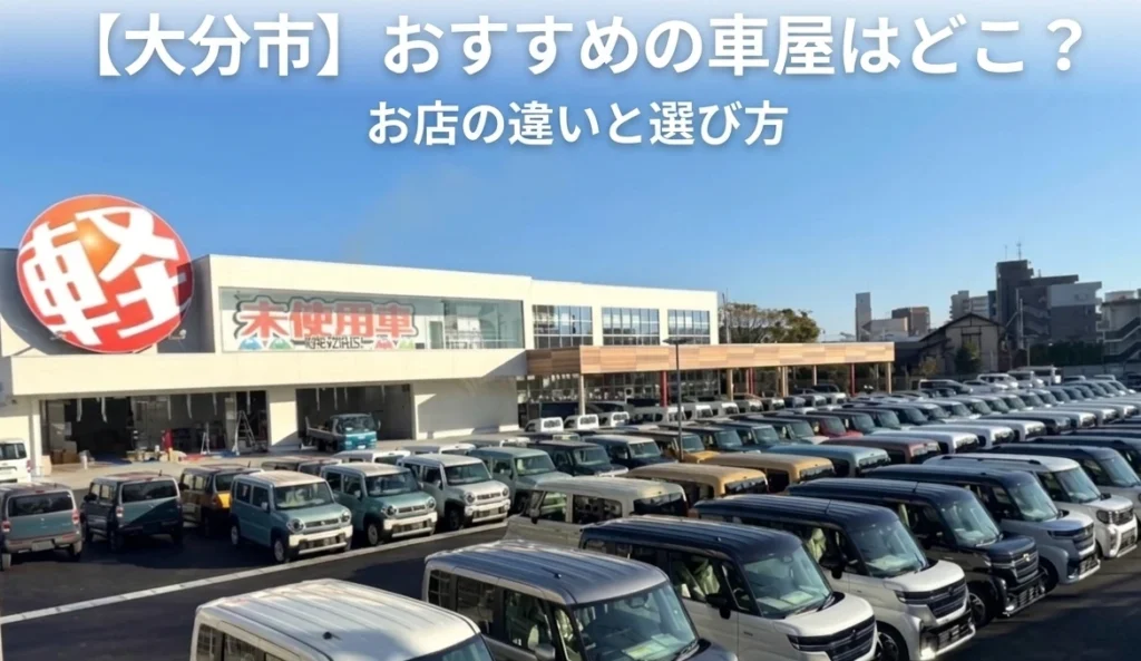 【大分市・別府市】おすすめの車屋はどこ?ディーラー・中古車販売店・未使用車専門店の違いと選び方