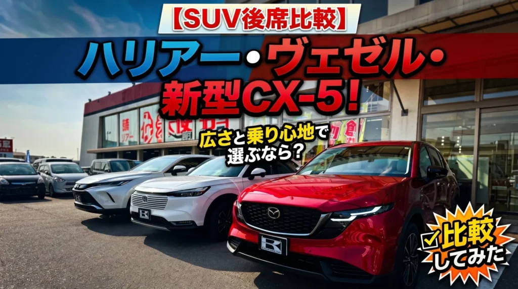【SUV後席比較】ハリアー・ヴェゼル・新型CX-5!広さと乗り心地で選ぶなら?